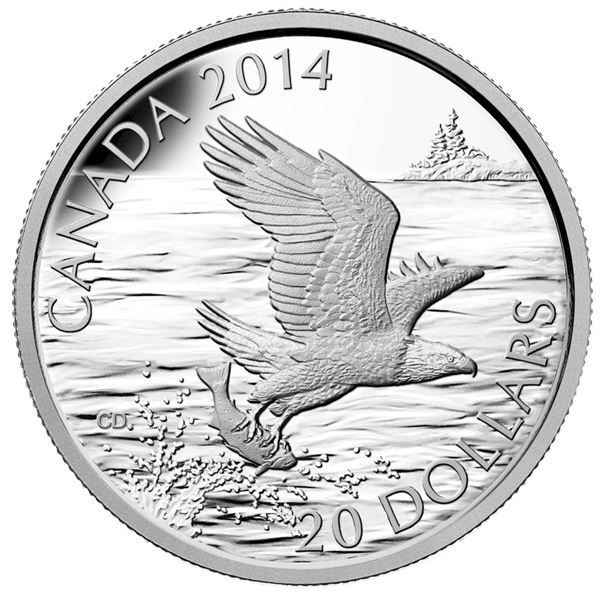 2014 TWENTY DOLLAR Fine silver coin, Bald Eagle