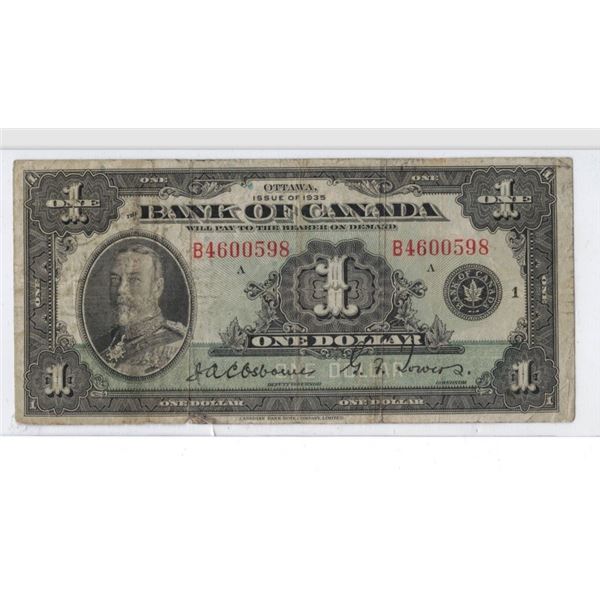 1935 ONE Dollar Bill, Bank of Canada