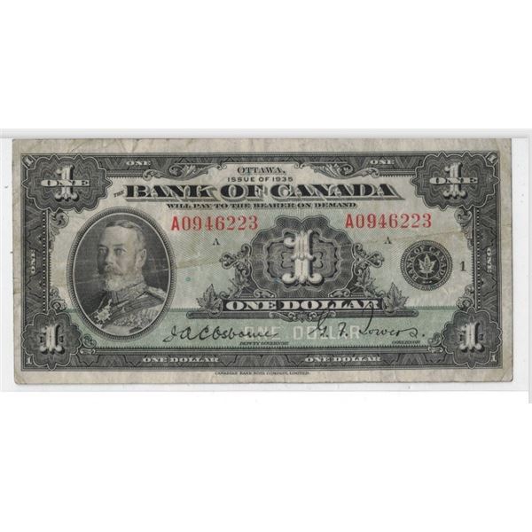 1935 ONE Dollar Bill, Bank of Canada