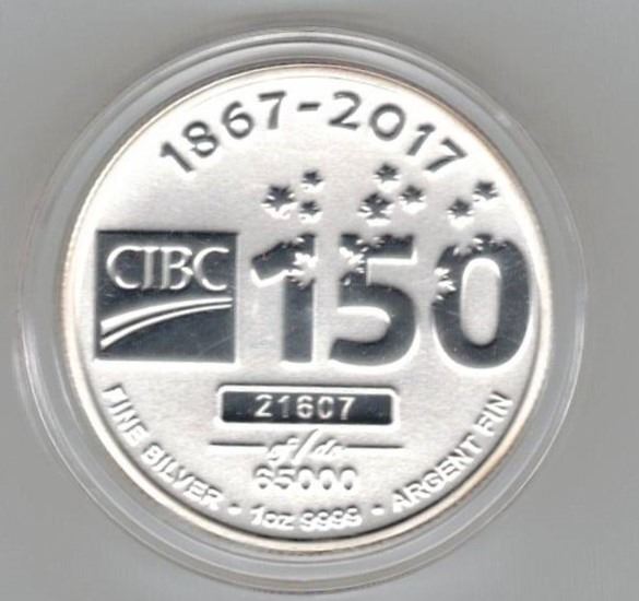 2017 1 oz CIBC Silver Round .9999 Fine Silver 150 Year Anniversary Coin