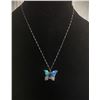 Image 1 : Necklace with Butterfly Pendant and Matching Earrings , Signed Italy