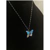 Image 2 : Necklace with Butterfly Pendant and Matching Earrings , Signed Italy