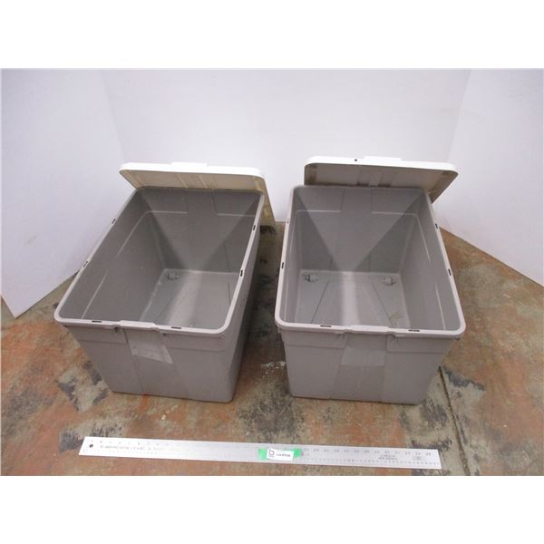 *2X the Bid Price- (2) Grey Rolling Totes w/ Lids