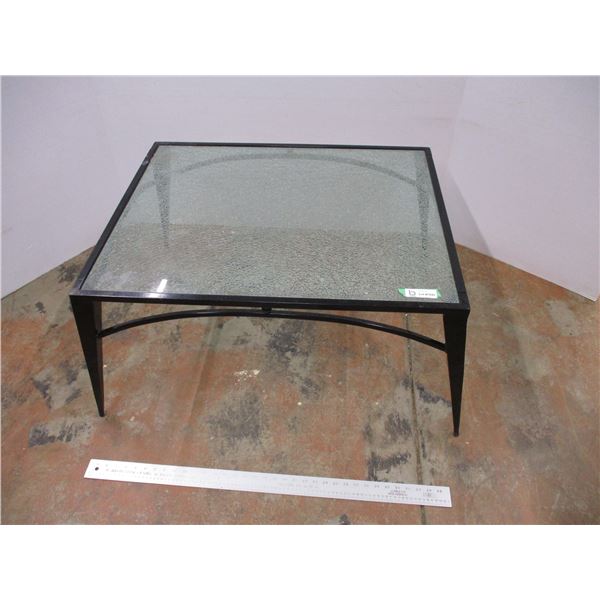 *Crackle Glass Coffee Table w/ Heavy Metal Base (34x22x18)