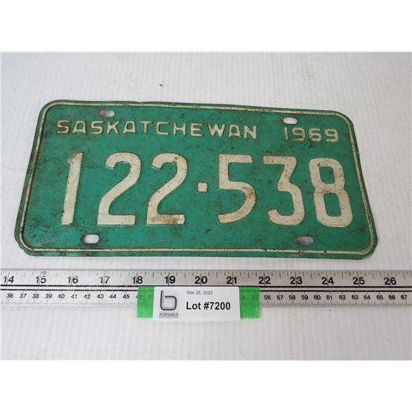 1969 Saskatchewan Licence Plate