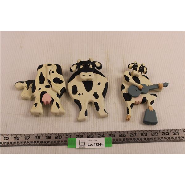 (3) Wooden Cow Wall Decorations