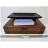 Image 1 : Prescription Pill Organizer - Black Wood Tray/Dish - Cutlery Chest (case has cracks)