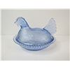 Image 2 : Decanter/Vase? (Lid does not belong to it - has chips - Blue Glass Hen on a Nest Dish (nice shape no