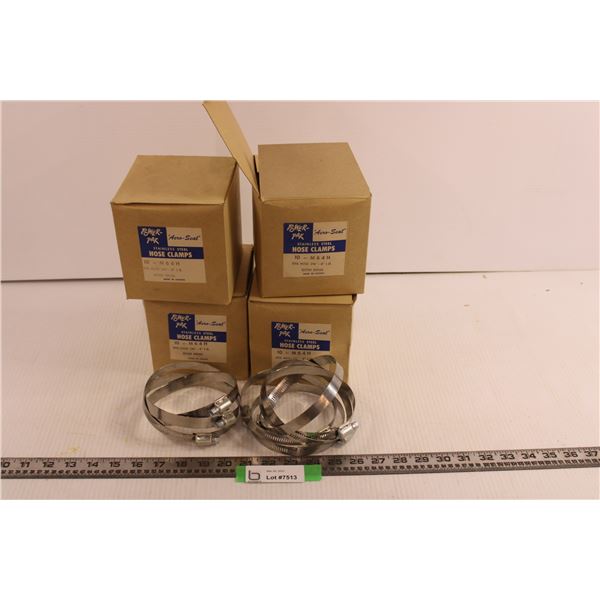 (4) Boxes of 3 3/4  I.D. Stainless Steel Hose Clamps (40 in total)