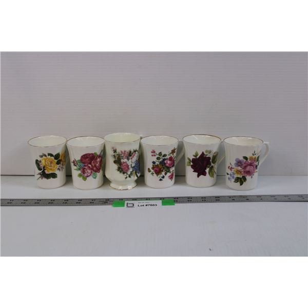 (6) Vintage Bone China Coffee Mugs