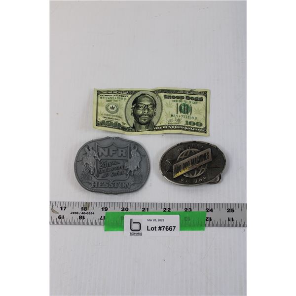 (2) Misc. Belt Buckles and Snoop Dog Bill