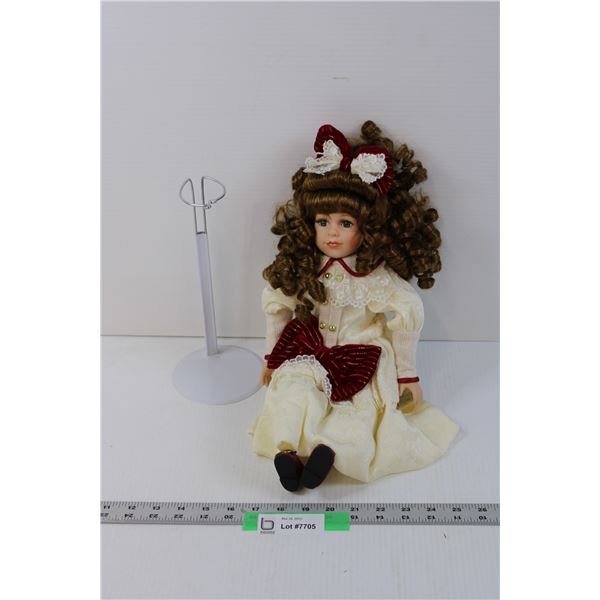 Porcelain Doll with Stand