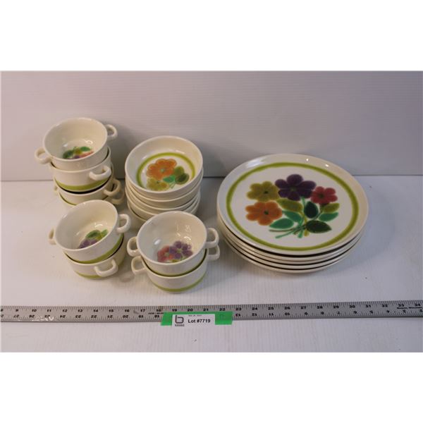 Lot of Plates, Soup Mugs and Bowls