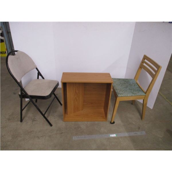 *Small Shelf (24x23) + Wooden Chair and Folding Chair