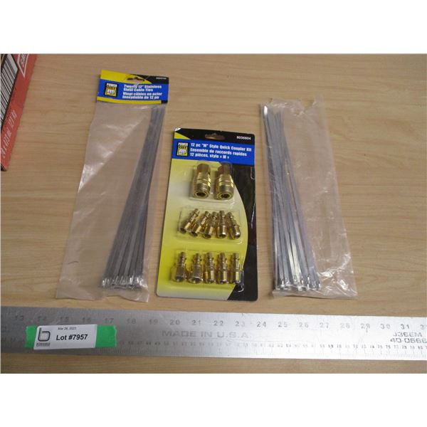 Stainless Steel Cable Ties + 12 Piece "M" Style Quick Coupler Kit