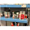 Image 3 : 36" W SHELF WITH CONTENTS. HELLY HANSEN M PFD, YANMAR GREY PAINT, OTHER ENGINE PAINT, PRIMER,