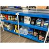 Image 1 : 6' SHELF AND CONTENTS INC 2 CYCLE AND 4 CYCLE OIL, ANTIFREEZE, DIESEL TX, STEERING FLUID, GEAR LUBE,