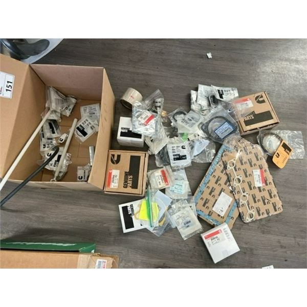 BOX OF ASST PARTS. FITTINGS, GASKETS, SEALS, ETC