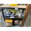 Image 1 : 36"W SHELF WITH PADDED ENVELOPES, PACKING TAPE, SHRINK WRAP, ZIPLOCK BAGS, RAZOR KNIVES ETC