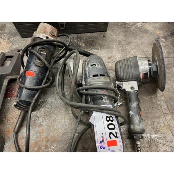 3 TOOLS. 4.5" MASTERCRAFT ANGLE GRINDER, PORTER CABLE 7346 ANGLE GRINDER WITH 6" OSC HEAD, NO PAD,