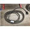 Image 1 : APPROX 30' 12/3 EXTENSION CORD & CONSTRUCTION LIGHT ON TRI-POD WITH ONE LIGHT OUT