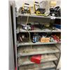Image 1 : 4' SHELF WITH CONTENTS. FANS, SPECIALTY TOOLS, LIGHTS, GRINDING WHEELS, ASST LIGHTS, SOME QUARTZ