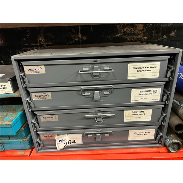 4 ASST STRATHCOM CASES WITH ASST STAINLESS STEEL METRIC NUTS AND BOLTS, SCREWS #6-12, MACHINE