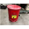 Image 1 : JUSTRITE FOOT OPERATED OILY WASTE BIN (USED FOR DIRTY RAG STORAGE)
