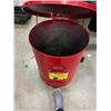 Image 2 : JUSTRITE FOOT OPERATED OILY WASTE BIN (USED FOR DIRTY RAG STORAGE)