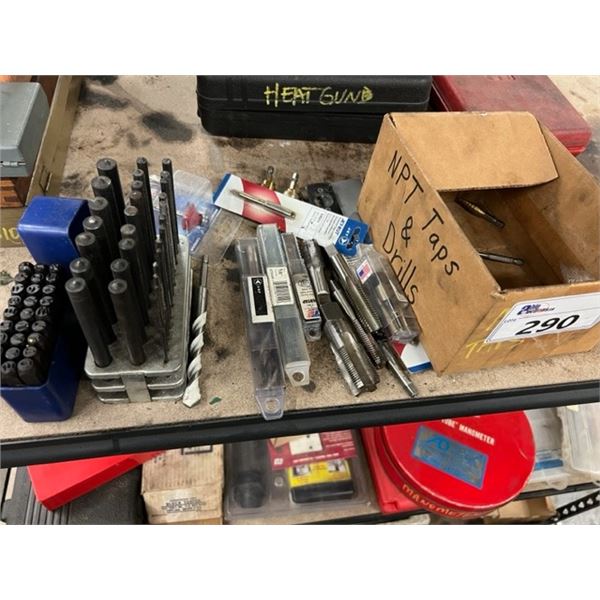 GROUP LOT OF FULL SET LETTER PUNCHES 1/4", FULL SET SPECIALTY CENTRE PUNCHES 3-32-17-32, ASST OF