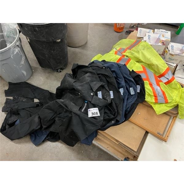 BOX OF ASST COVERALLS 46 AND 48 TALL AND HI-VIS JACKETS