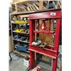 Image 1 : 20 TON HYDRAULIC PRESS COMES WITH 48" SHELF AND ASST OF SPECIALTY TOOLS, PUNCHES, WHEEL PULLERS,