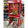 Image 2 : 20 TON HYDRAULIC PRESS COMES WITH 48" SHELF AND ASST OF SPECIALTY TOOLS, PUNCHES, WHEEL PULLERS,