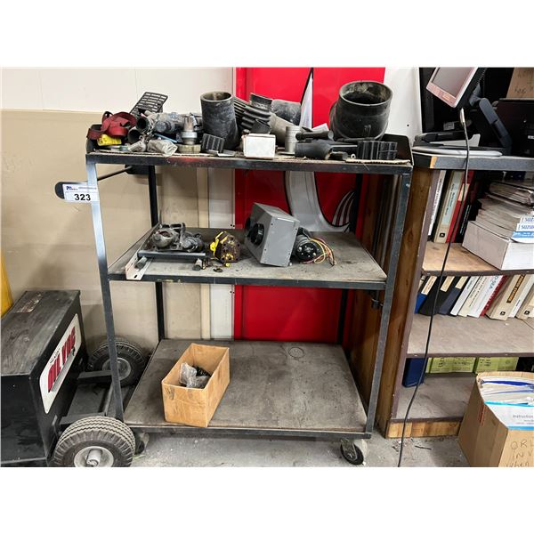 3' METAL CART WITH CONTENTS.