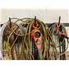 Image 2 : ASST OF ITEMS ON THE WALL HOOKS. BOOSTER CABLES, HOSES, EXTENSION CORDS,