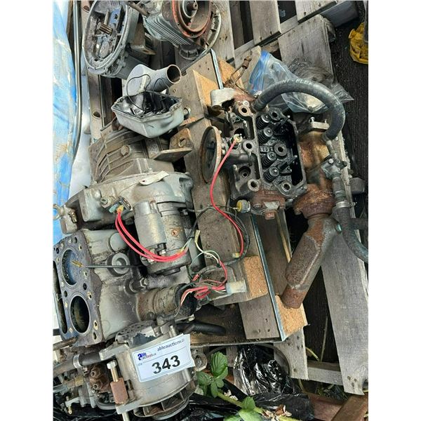 2-CYLINDER EAGLE ENGINE - PARTIALLY DISASSEMBLED - INCLUDES TRANSMISSION - CONDITION UNKNOW