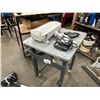 Image 1 : 27"X23" ROLLING TABLE WITH CONTENTS. MAGNUM ENERGY SWITCH, XANTREX INVERTER LIKELY NEEDS REPAIR,