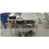Image 1 : 36" YELLOW METAL ROLLING WORK CART WITH CONTENTS FLUID PUMP, ETC
