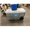Image 3 : GROUP LOT. 2 COOLERS THAT ARE QUITE DIRTY OUTSIDE BUT NOT AS BAD INSIDE. 36" WHEELED PLASTIC CART