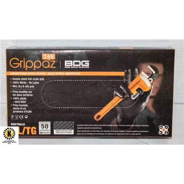 GRIPPAZ BDG DISPOSABLE GLOVES SIZE XLG 50 PIECES