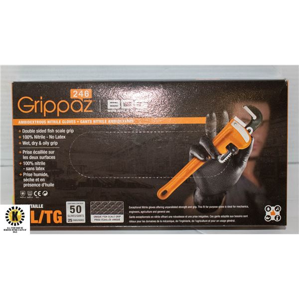 GRIPPAZ BDG DISPOSABLE GLOVES SIZE XLG 50 PIECES