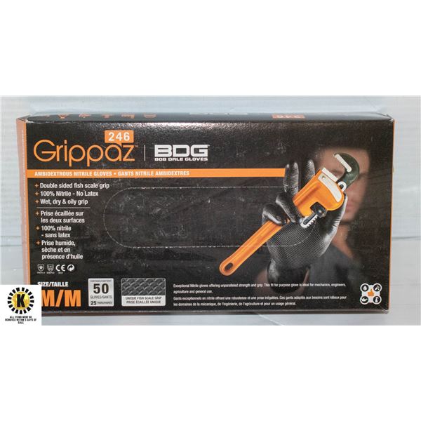 GRIPPAZ BDG DISPOSABLE GLOVES SIZE M/M 50 PIECES