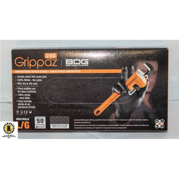 GRIPPAZ BDG DISPOSABLE GLOVES SIZE L/G 50 PIECES