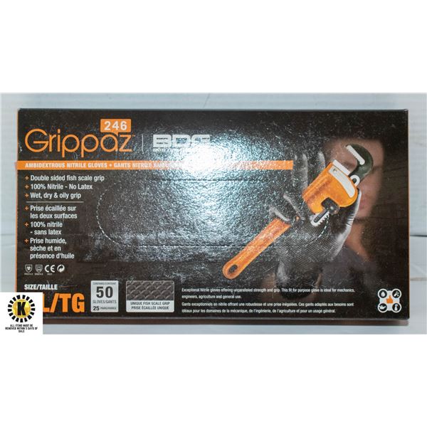 GRIPPAZ BDG DISPOSABLE GLOVES SIZE XLG50 PIECES