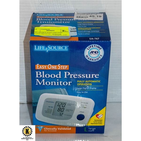 One Step Monitor LIFE SOURCE EASY ONE STEP BLOOD PRESSURE MONITOR