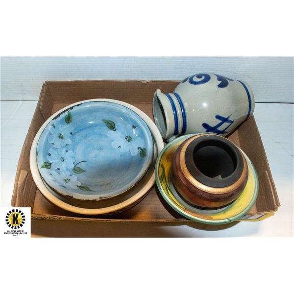 FLAT OF VARIOUS GLAZED/ PAINTED POTTERY