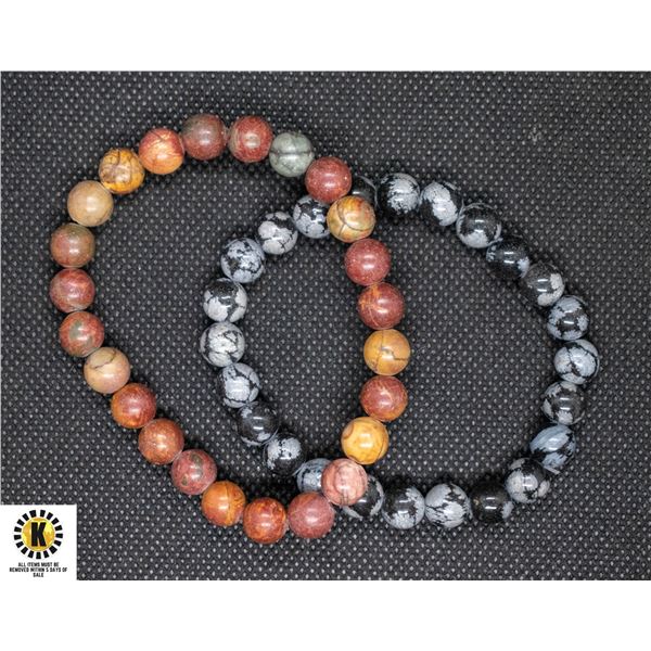 #160-NATURAL RED TURQUOISE & SNOW FLAK  OBSIDIAN