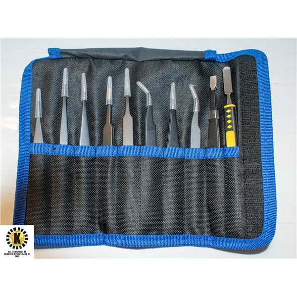 NEW - 10 PIECE INDUSTRIAL TWEEZER SET