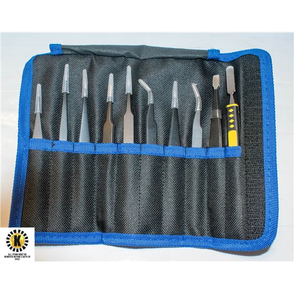 NEW - 10 PIECE INDUSTRIAL TWEEZER SET