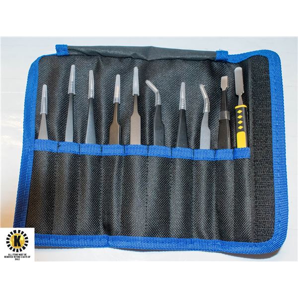 NEW - 10 PIECE INDUSTRIAL TWEEZER SET